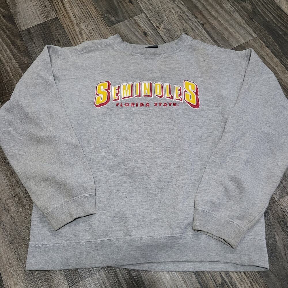 Vintage Pro Edge Florida State Seminoles Crewneck Sweatshirt Gray NCAA Large
